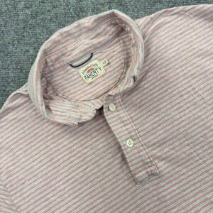 FAHERTY BRAND Mens Pink White Stripe Short Sleeve Polo Shirt Size Medium